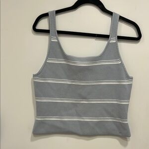 Aritzia Babaton Blue Cropped Sculpt Knit Squareneck Tank